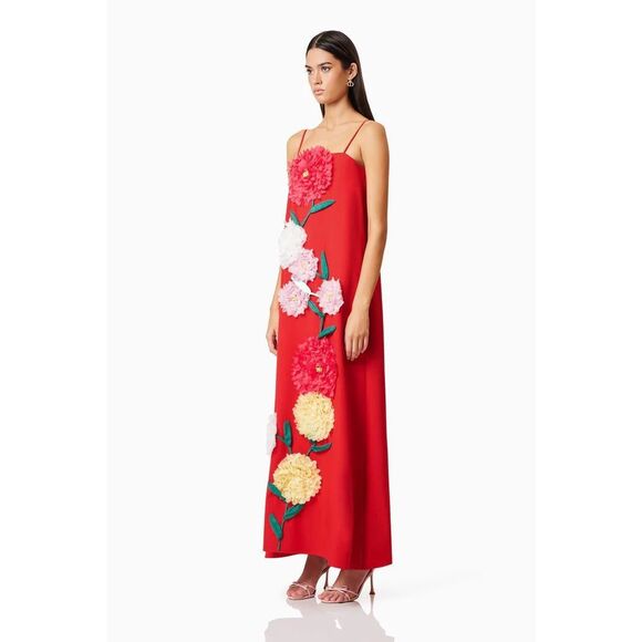 Elliatt Buttercup Embroidered Maxi Dress in Red size S Preloved Flaw noted!!! - Picture 3 of 7